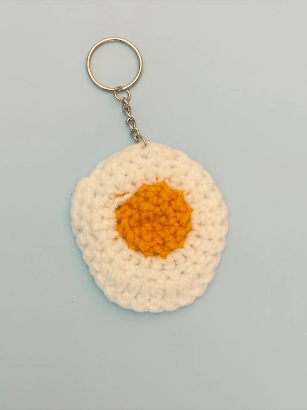 Crochet Fried Egg Keychain Handmade Bag Charm